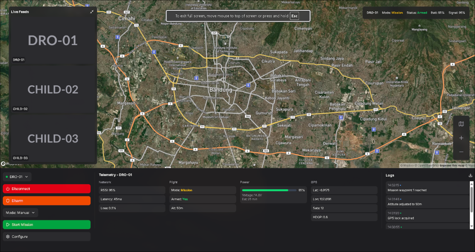 Ground control station interface view 1